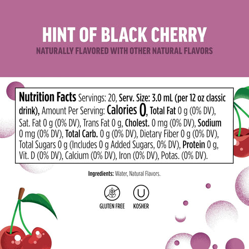 20, 12oz 3 Pack, Ninja Thirsti Flavored Water Drops, SELTZER Black Cherry, Crisp and Refreshing Sparkling Water, Zero