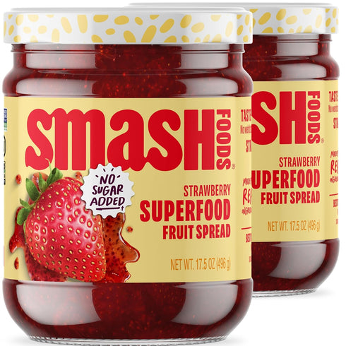 Smash Foods Strawberry Superfood Fruit Spread, No Sugar Added, Keto Jam with Chia Seeds,