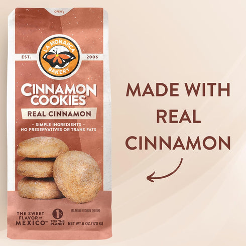 6 (Pack 3), Cinnamon Cookies, Ounce of Mexican Shortbread Cookies Lightly Dusted with Cinnamon and Sugar by La Monarca
