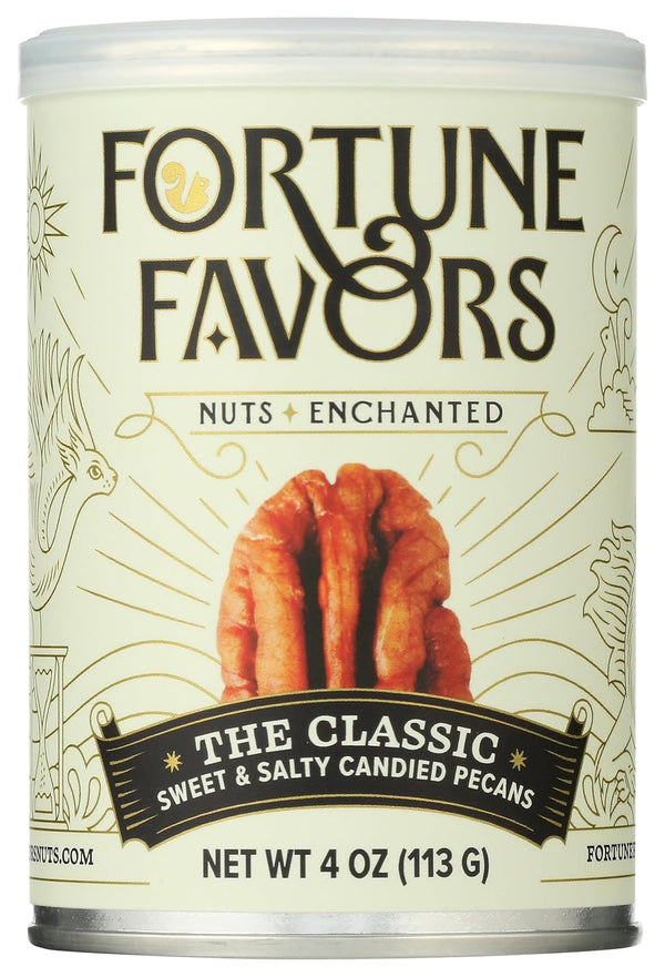 Fortune Favors Candied Pecans, Sweet and Salty Snack, Hand Crafted in Small
