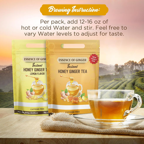 Elephant Park 30 Packets 18 Natural Honey Ginger Root Herbal Crystals Instant Beverage Grams Made With Real Pure Honey