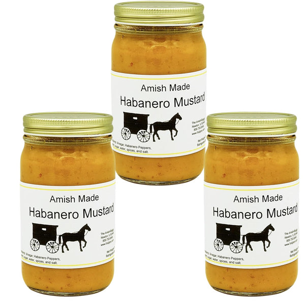 Amish Buggy Amish Mustards - Habanero - 7 Oz Jar - Pkg of 3
