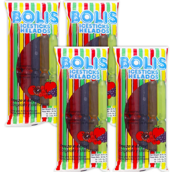 Freezer Pops Bolis - 4 Packs of Frozen Ice Pops In Assorted Fruit Flavors