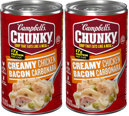 Campbell's Chunky Creamy Chicken Bacon Carbonara Soup, 18.8 oz Can (Pack of