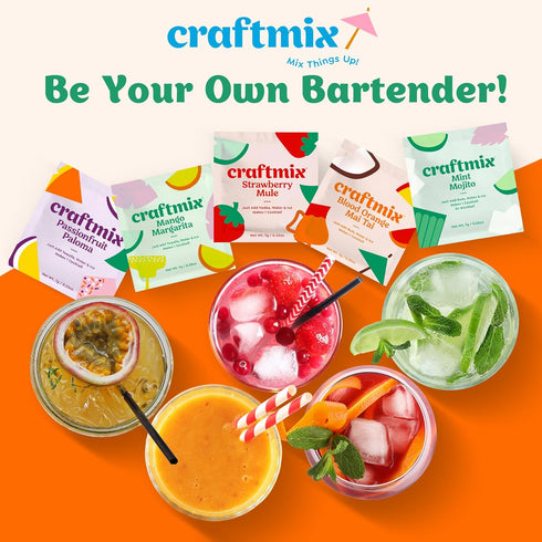 Packets 24 Pack Craftmix Blood Orange Mai Tai Cocktail & Mocktail Drink Mixer, Skinny Mixes - Water Flavoring - Made
