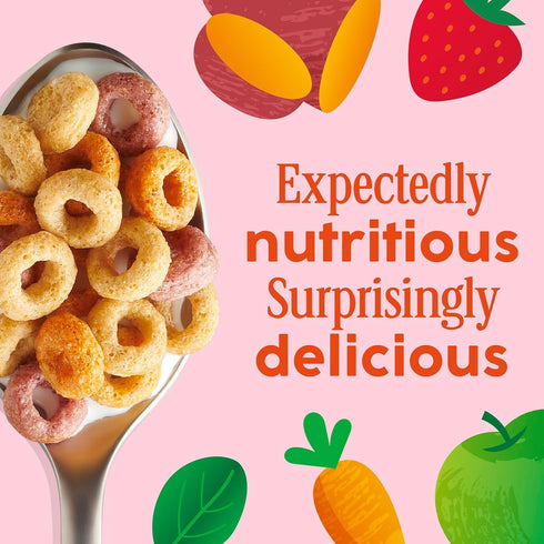 10.6 oz Cheerios Veggie Blends Breakfast Cereal, Apple Strawberry, Made with Fruits and Veggies