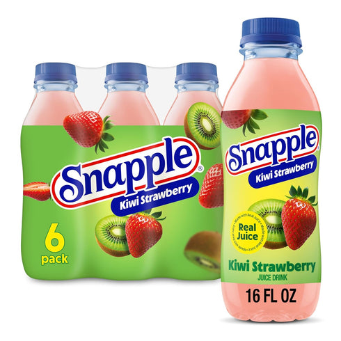 Snapple Kiwi Strawberry Juice Drink, 16 fl oz recycled plastic bottle, 6