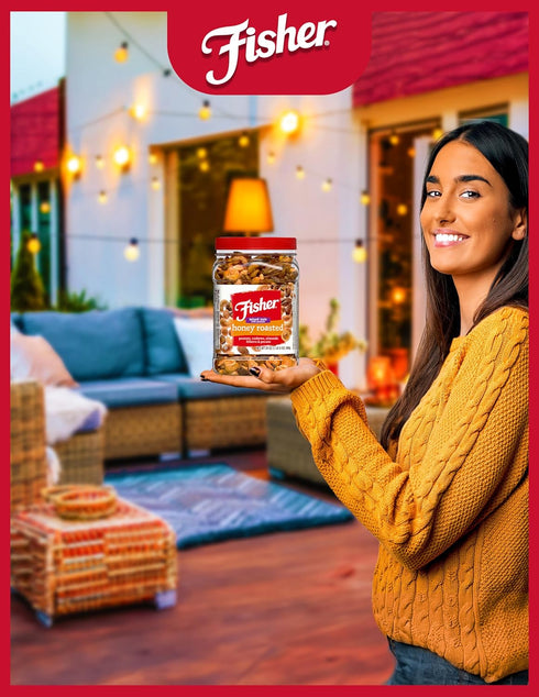 Peanuts,24 Ounces,Peanuts,Cashews,Almonds,Filberts,Pecans,(Pack 2) Fisher Snack Honey Roasted Mixed Nuts