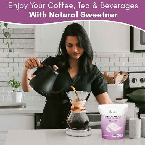 100% 8 oz 8 oz Durelife Pure stevia extract sweetener | No Erythritol, NON-GMO Project Verified, No Fillers, Zero