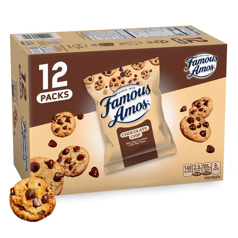 Famous Amos Classic Chocolate Chip Cookies, Bite-size cookies, Sweet Treats, 12 Pack