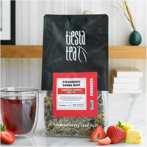 200 16oz Tiesta Tea - Strawberry Samba Mate, Loose Leaf, Strawberry Hibiscus Mate Tea, High Caffeinated Fruit Blend