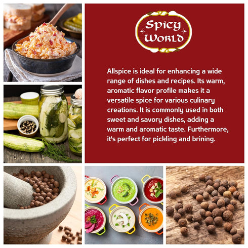 Spicy World Whole Allspice Berries 14 Oz Resealable Bag, Versatile Berry for Cooking & Seasoning