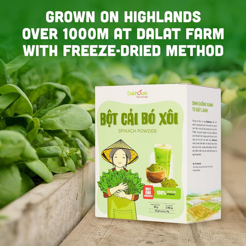 100% Immunity, (20 2.1 oz) Pack 2 Dalahouse Freeze-Dried Spinach Powder, Nutritional Vegetable Supplement, Rich Flavor