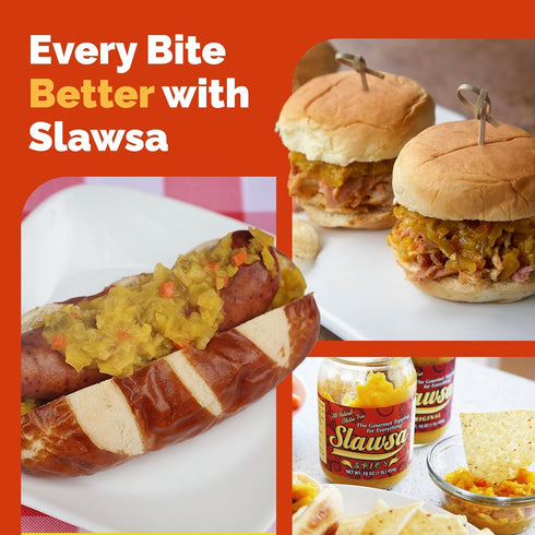 17.8 oz Spicy Hot Dog and Sausage Relish Slawsa Gourmet Cabbage Topping with Real Ingredients | | Gluten-Free, Vegan