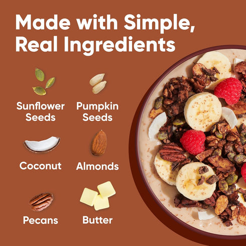 8 oz. 3 Count NuTrail Nut Granola Cereal, Dark Chocolate, No Sugar Added, Keto, Low Carb, Gluten Free, Grain Free