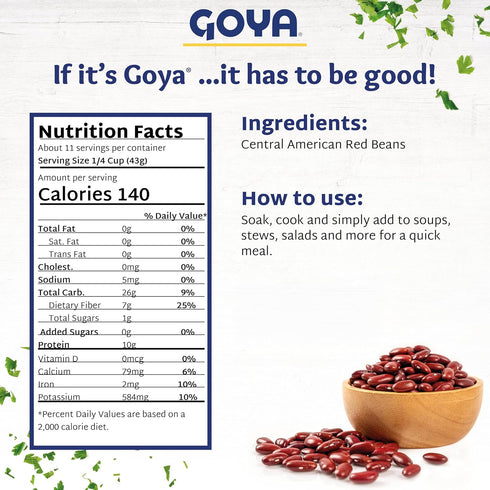 Pack 2 (16 oz Goya Central American Red Beans Dry, Frijoles Rojos, Pantry Staple, of Bags)