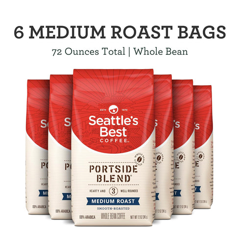12 (Pack 6) Seattle's Best Coffee Portside Blend Medium Roast Whole Bean Coffee | Ounce Bags