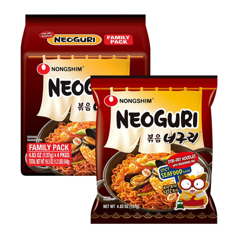 Nongshim Neoguri Spicy Seafood Stir Fry Ramyun Noodles, Seafood Flavored Korean Instant