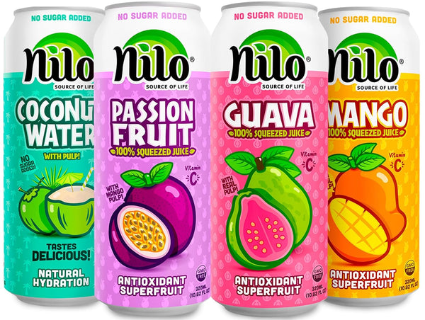 NILO Variety Pack | 100% Squeezed Juice Guava Mango Coconut Water Passion