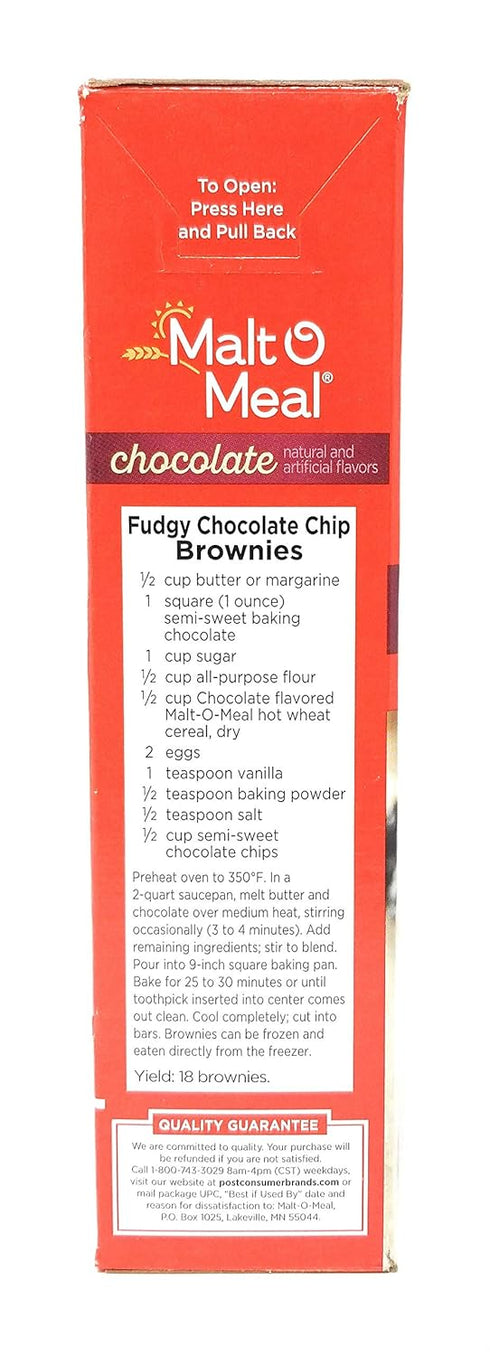 36oz (Pack 3) Malt O Meal, Chocolate, Quick Cooking Hot Wheat Cereal, Box