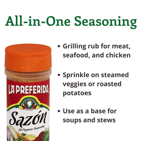 La Preferida All-Purpose Sazón - Bold Mexican Seasoning with Paprika, Garlic & Onion, 8oz, Vegan-Friendly