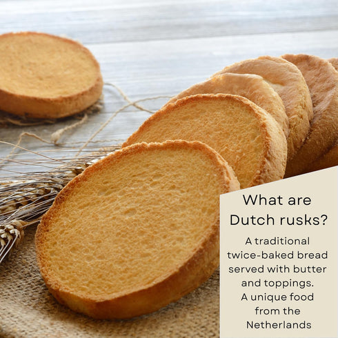 DeReuze European Breakfast Gift Basket with Dutch Pancake Mix Morning Tea Holland Rusk Toast Honey Cake and More Warm