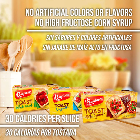 5.00 oz (Pack 1) Bauducco Whole Wheat Toast - Delicious, Light & Crispy Toasted Bread - Whole Wheat - Ready-to-Eat