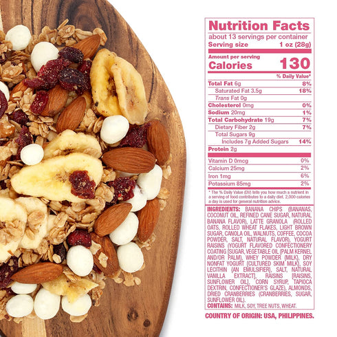 Sunkist 13 oz Breakfast Blend Trail Mix - Fruit and Nut Combo, Low Sodium, Gluten Free Snack with Granola, Almonds