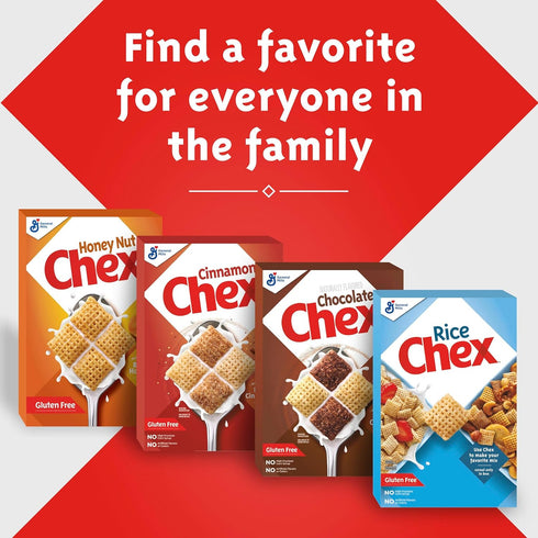 19.6 oz (Pack 5) Honey Nut Chex Cereal, Gluten Free Breakfast Cereal, Made with Whole Grain, Family Size