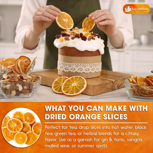 6oz Lavendium, Premium Dried Orange Slices Natural Dehydrated Citrus Wheels for Tea, Cocktails, Baking, Holiday