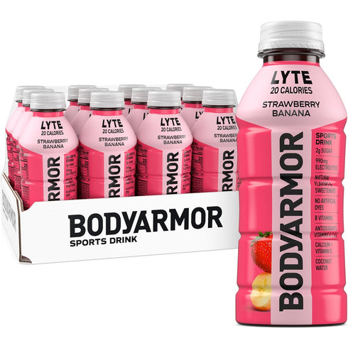 BODYARMOR LYTE Sports Drink Low-Calorie Sports Beverage, Strawberry Banana, Coconut Water Hydration,
