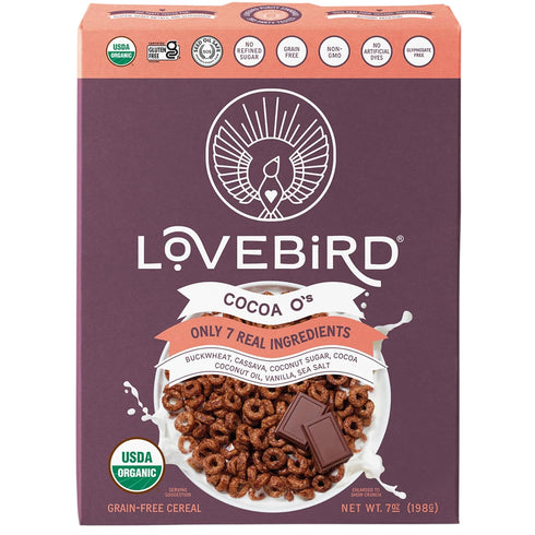 Lovebird, Organic Grain-Free Cocoa Cereal, 7 Ounce