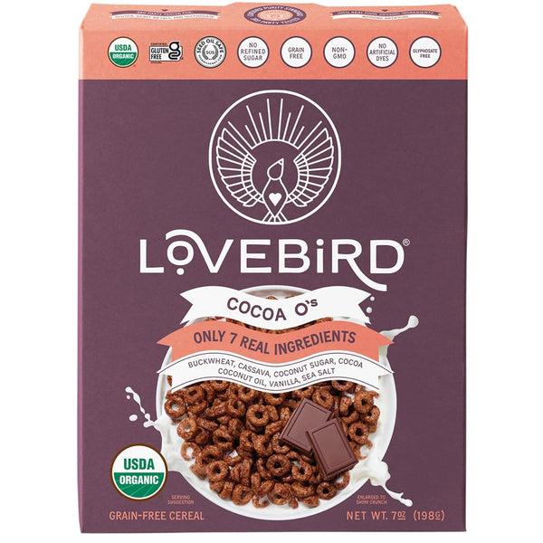 Lovebird, Organic Grain-Free Cocoa Cereal, 7 Ounce