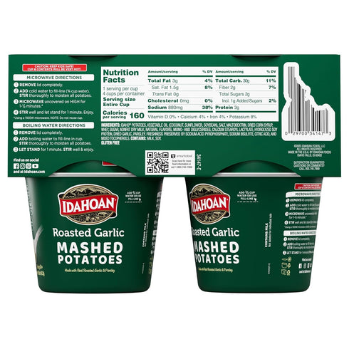 1.5 oz (24 count) Idahoan Roasted Garlic Instant Mashed Potatoes Cup