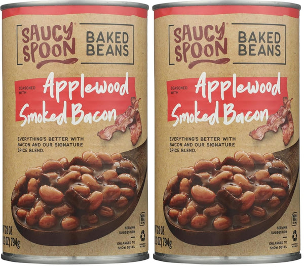 SAUCY SPOON ( Baked Beans Applewood Smoked Bacon) 2 Cans (Pack of 2)