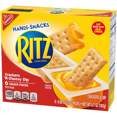 6 0.95 oz Packs RITZ Handi-Snacks Crackers and Cheese Dip