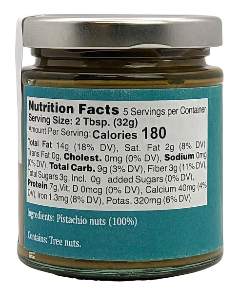 6 Oz (170g) 100% Nutural World - Smooth Pistachio butter - pure single ingredient - Great Taste Award winner