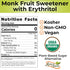 1 Lb 16 Organic Monk Fruit Sweetener with Erythritol, White Sugar Substitute, Plant-Based Sugar Alternative, Kosher