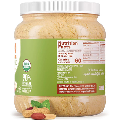 PB2 24oz Organic Powdered Peanut Butter | USDA Organic Certified, Non-GMO Project Verified, Gluten-Free Peanut Butter