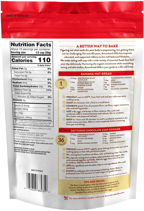 16 Arrowhead Mills Organic Oat Flour, Ounce Bag