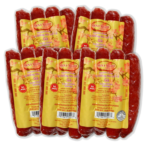 Mai Quoi 5 Packs of Premium Cured Chicken Chinese Style Sausage (Lap Xuong Chicken)