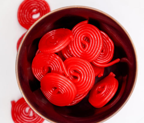 Red Strawberry Broadway Licorice Wheels - 1 lb of Bulk Fresh Sweet Strawberry Licorice