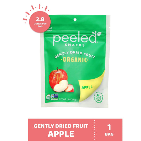 Peeled Snacks Organic Dried Fruit, Apple, 2.8 oz, Healthy Vegan Snacks for On-the-Go