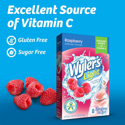 6 Pack, (48 Wyler's Light Singles To Go Drink Mix, Variety Pink Lemonade, Strawberry Lemonade, Fruit Punch, Cherry