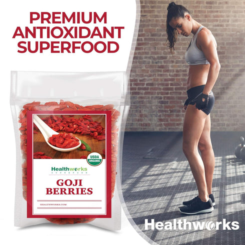 Healthworks Raw Goji Berries - 16 Ounces, Certified Organic, Sun-Dried, Keto, Vegan, Non-GMO Superfood