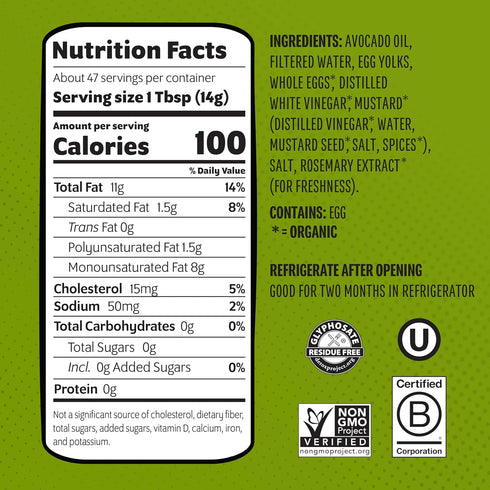 100% 24 oz Chosen Foods Avocado Oil-Based Classic Mayonnaise fl