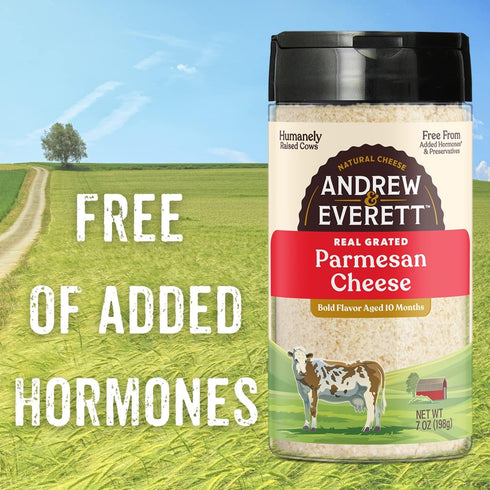 Andrew & Everett 7 oz Hormone Free Grated Parmesan Cheese, container