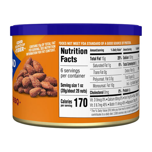 6 oz. Blue Diamond Almonds, Habanero BBQ Flavored Snack Nut, Non-GMO, Kosher, No Gluten Ingredients, Protein Based