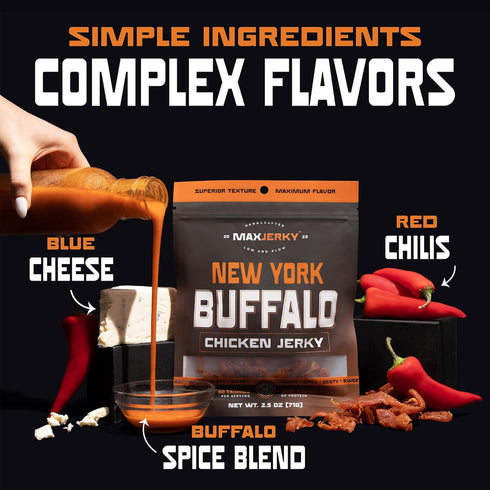 Pack, (4 Pack) MaxJerky Jerky Variety Montreal Maple Bacon, Texas BBQ Beef Jerky, New York Buffalo Chicken Jerky