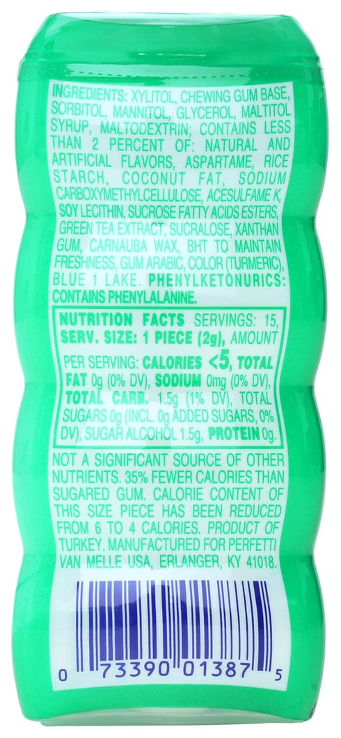Mentos Pure Fresh Sugar-Free Chewing Gum with Xylitol, Spearmint, 15 Piece Bottle